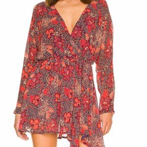 Nwot Free People Teegan Mini Dress Peach Combo Size XSmall $128